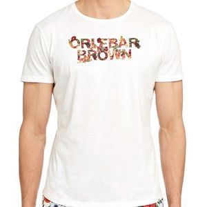 Orlebar Brown White Wild Roses Logo T-Shirt Men’s XL $145